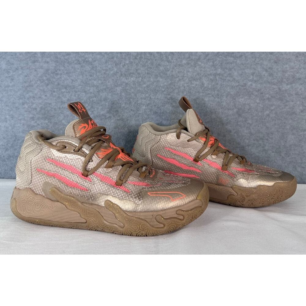 Puma Kids 7 Lamelo Ball MB.03 Jrs Chinese New Year Gold Peach Basketball Shoes